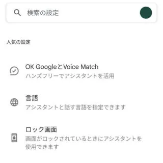 Pixel→Android 13→設定→Google→Googleアプリの設定→検索の設定