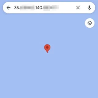 Androidアプリ→Googleマップ→検索ボックス→緯度・経度