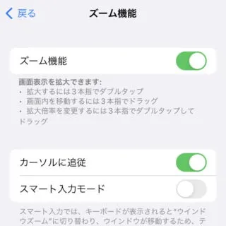 iPhone→設定→アクセシビリティ→ズーム