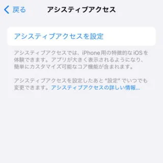 iPhone→設定→アクセシビリティ→アシスティブアクセス