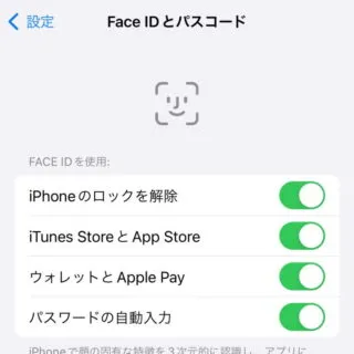 iPhone→iOS17→設定→Face IDとパスコード