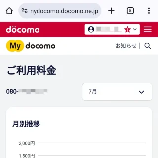 Web→My docomo（マイドコモ）→ご利用料金