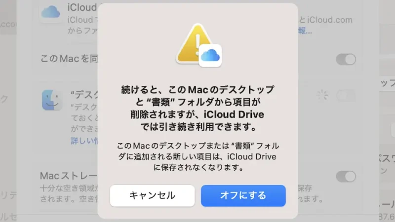Mac→システム設定→Apple Account→iCloud→Drive