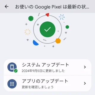 Pixel→設定→システム→ソフトウェアのアップデート