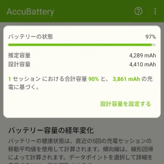 Androidアプリ→Accu​Battery→健康度