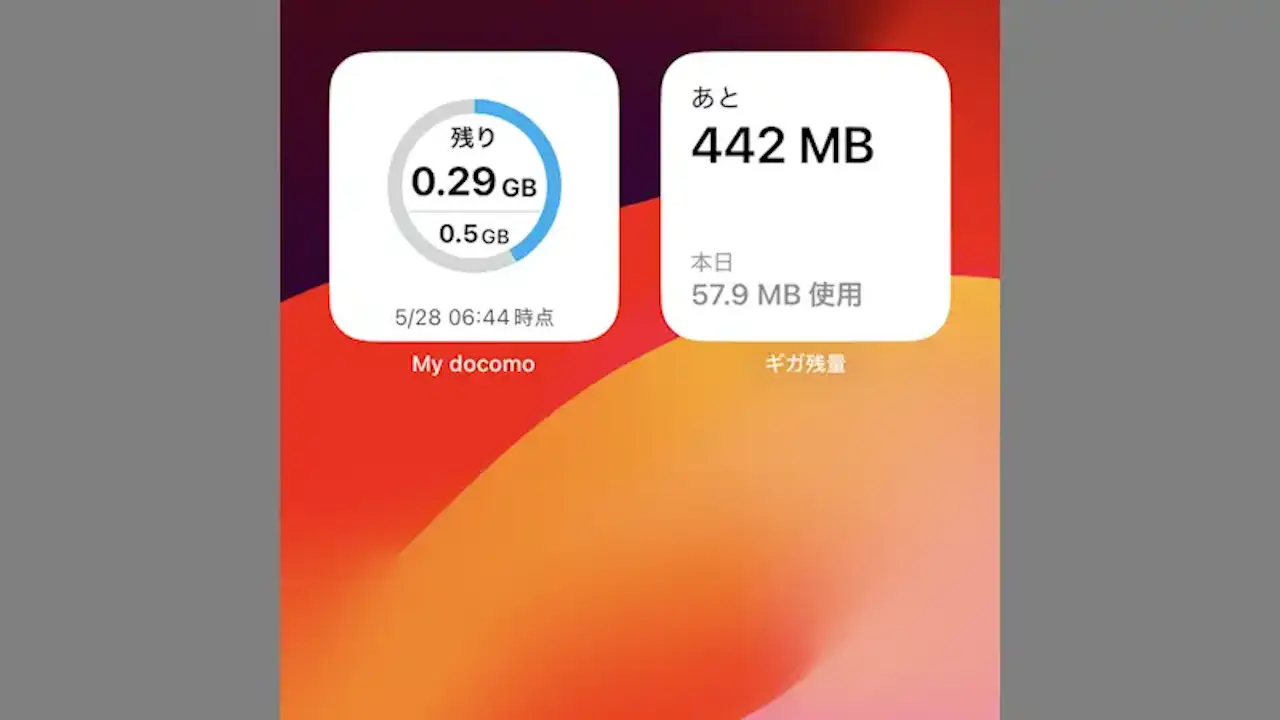 iPhoneのモバイルデータ残量を表示するウィジェット