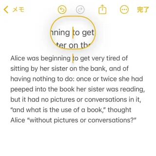 iPhone→テキスト→カーソル→長押し