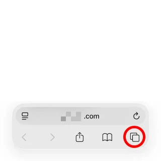iPhoneアプリ→Safari→タブ→下→タブボタン