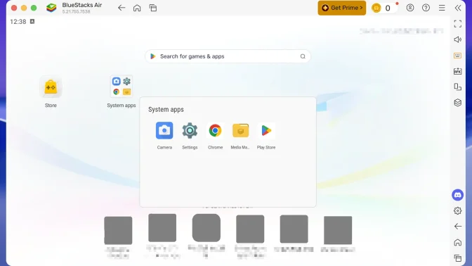 Mac→BlueStacks Air→ホーム→System Apps