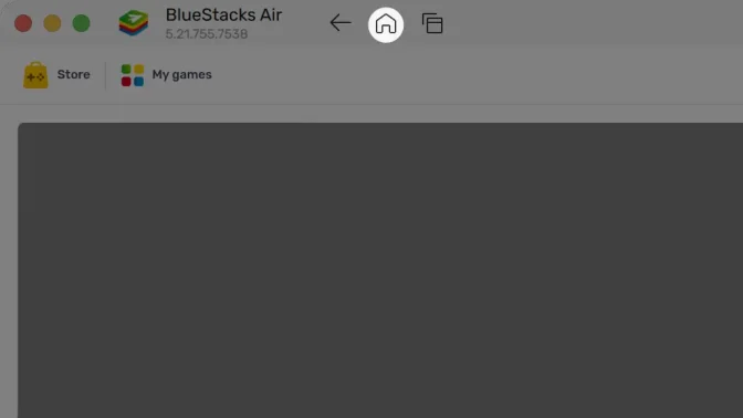 Mac→BlueStacks Air→ホームボタン