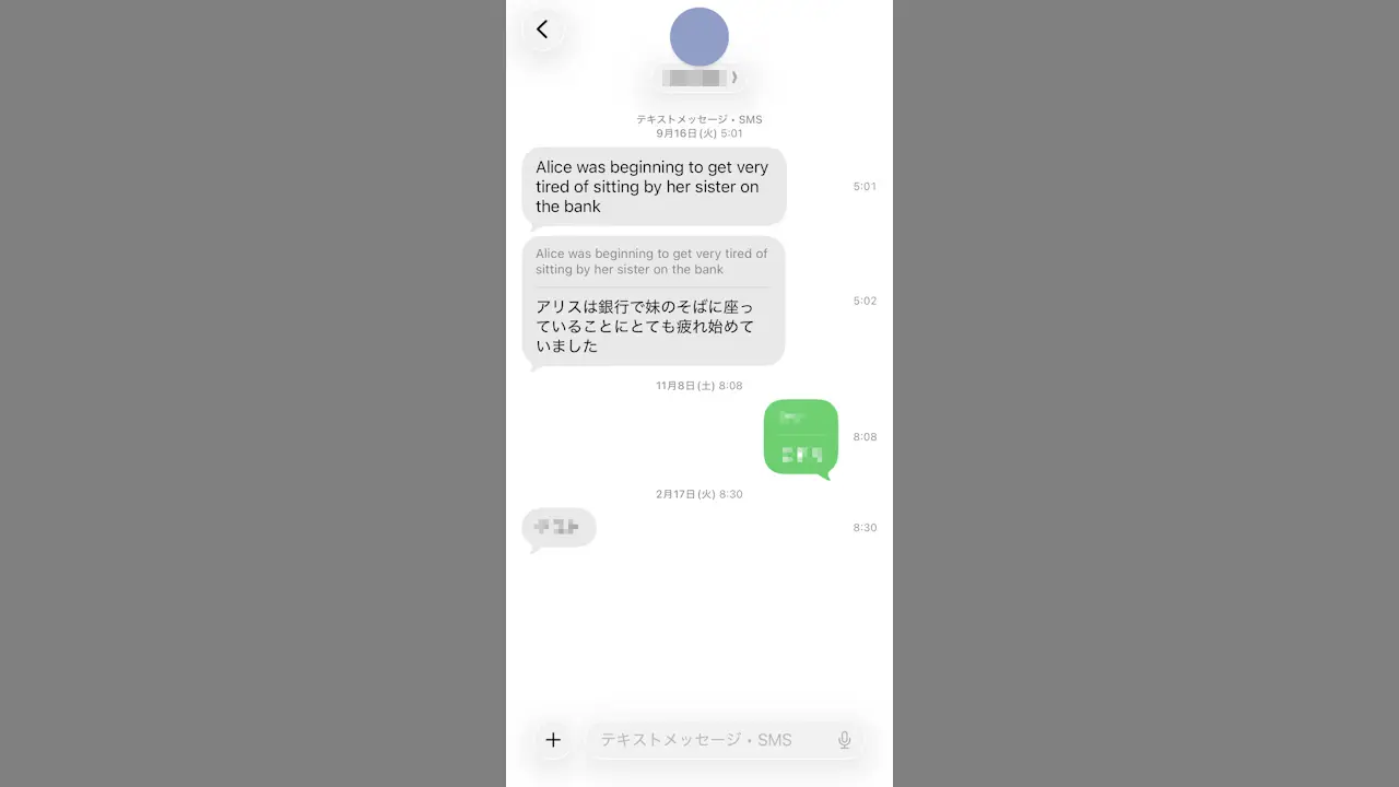 iPhoneのメッセージアプリで送受信の時刻を表示する方法