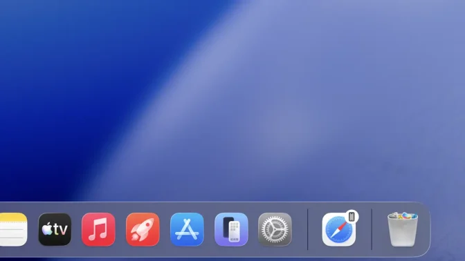 Mac→Dock→Safari