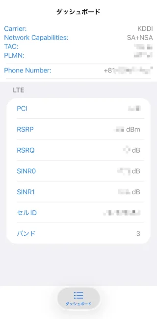 iPhoneアプリ→Field Test→ダッシュボード