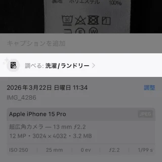 iPhoneアプリ→写真→調べる：洗濯／ランドリー