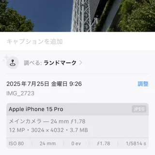 iPhoneアプリ→写真→関連コンテンツ→調べる：ランドマーク