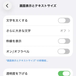 iPhone→設定→アクセシビリティ→画面表示とテキストサイズ