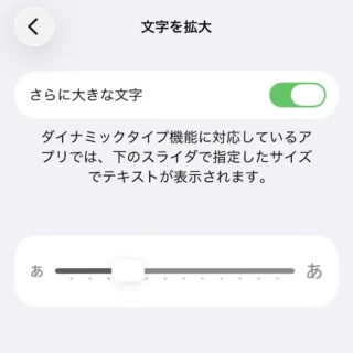 iPhone→設定→アクセシビリティ→画面表示とテキストサイズ→文字を拡大