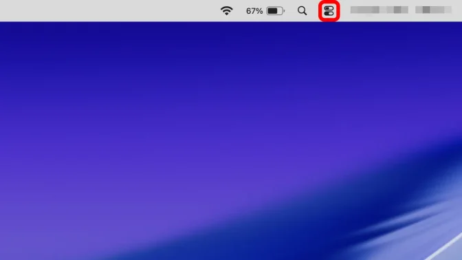 Mac→メニューバー→アイコン→コントロールセンター