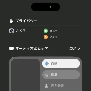 iPhone→コントロールセンター→プライバシー→カメラの使用中