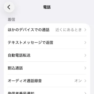 iPhone→設定→アプリ→電話→着信