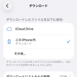 iPhone→設定→アプリ→Safari→一般→ダウンロード