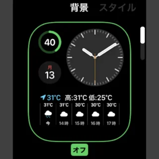 Apple Watch→文字盤→→編集→背景