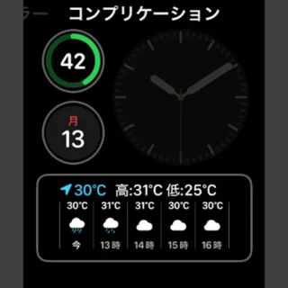 Apple Watch→文字盤→→編集→コンプリケーション