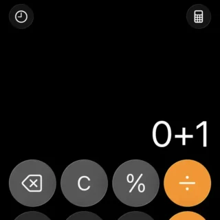 iPhoneアプリ→計算機→0+1