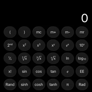 iPhoneアプリ→電卓→科学計算