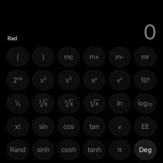 iPhoneアプリ→電卓→科学計算→ラジアン