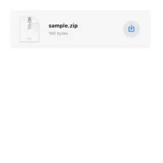 iPhoneアプリ→メール→受信→添付ファイル→ZIPファイル