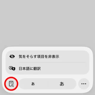 iPhoneアプリ→Safari→ページメニュー→ページ内検索ボタン