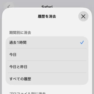 iPhone→設定→アプリ→Safari→履歴とWebサイトデータを消去