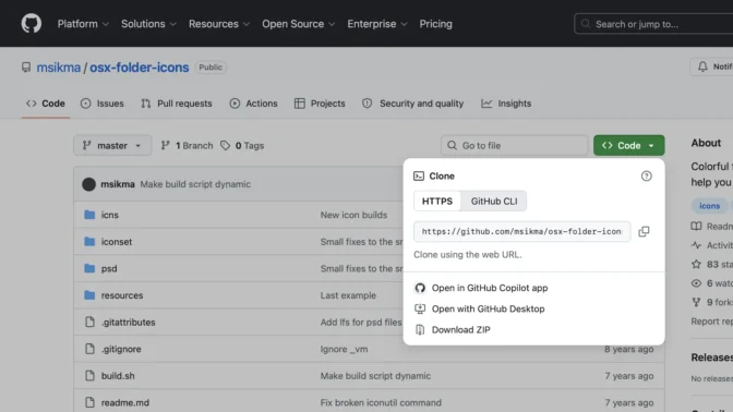 Web→GitHub→osx-folder-icons→code