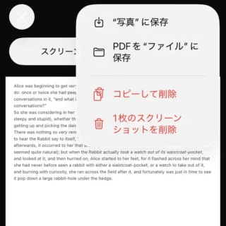 iPhone→スクリーンショット→フルスクリーンプレビューフルページ→メニュー