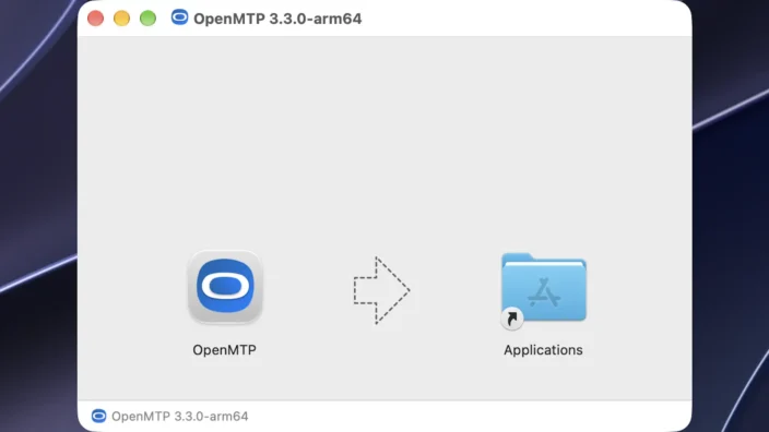 Mac→インストール→OpenMTP