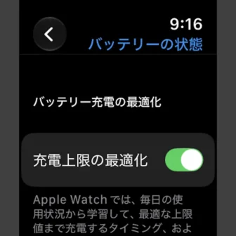 Apple Watch→設定→バッテリー→バッテリーの状態